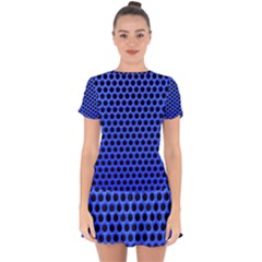 Metallic Mesh Screen-blue Drop Hem Mini Chiffon Dress by impacteesstreetweareight