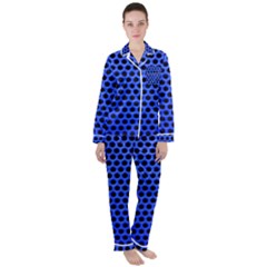 Metallic Mesh Screen-blue Satin Long Sleeve Pajamas Set by impacteesstreetweareight