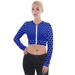 Metallic Mesh Screen-blue Long Sleeve Cropped Velvet Jacket by impacteesstreetweareight