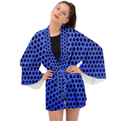 Metallic Mesh Screen-blue Long Sleeve Kimono by impacteesstreetweareight