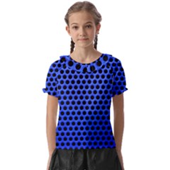 Metallic Mesh Screen-blue Kids  Frill Chiffon Blouse by impacteesstreetweareight