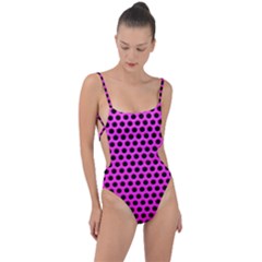 Metallic Mesh Screen Tie Strap One Piece Swimsuit by impacteesstreetweareight