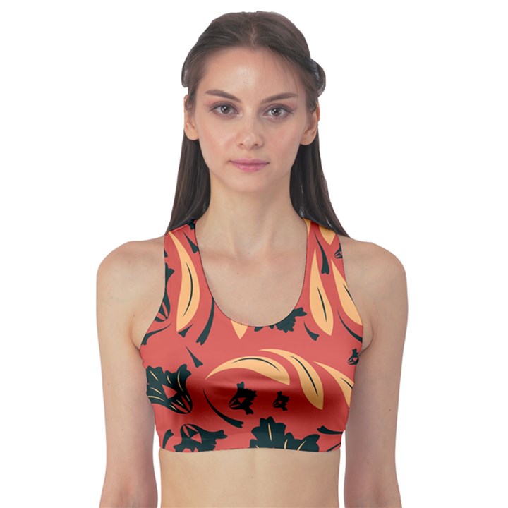 Folk flowers pattern Floral surface design Seamless pattern Sports Bra