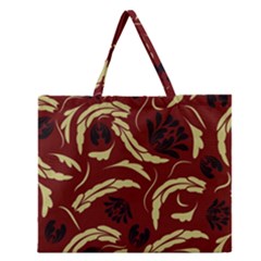 Folk Flowers Pattern Floral Surface Design Seamless Pattern Zipper Large Tote Bag by Eskimos