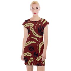 Folk Flowers Pattern Floral Surface Design Seamless Pattern Cap Sleeve Bodycon Dress by Eskimos