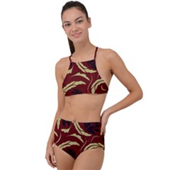 Folk Flowers Pattern Floral Surface Design Seamless Pattern High Waist Tankini Set by Eskimos