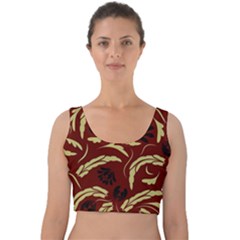 Folk Flowers Pattern Floral Surface Design Seamless Pattern Velvet Crop Top by Eskimos