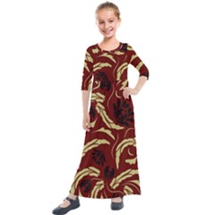 Folk Flowers Pattern Floral Surface Design Seamless Pattern Kids  Quarter Sleeve Maxi Dress by Eskimos