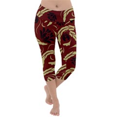 Folk Flowers Pattern Floral Surface Design Seamless Pattern Lightweight Velour Capri Yoga Leggings by Eskimos