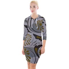 Folk Flowers Pattern Floral Surface Design Seamless Pattern Quarter Sleeve Hood Bodycon Dress by Eskimos