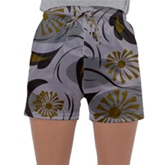 Folk Flowers Pattern Floral Surface Design Seamless Pattern Sleepwear Shorts by Eskimos