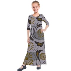 Folk Flowers Pattern Floral Surface Design Seamless Pattern Kids  Quarter Sleeve Maxi Dress by Eskimos