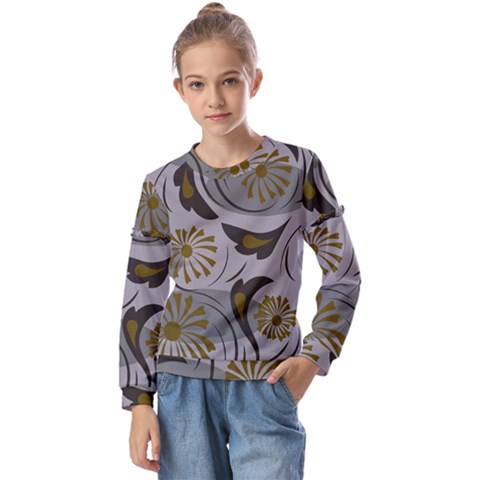 Folk Flowers Pattern Floral Surface Design Seamless Pattern Kids  Long Sleeve Tee With Frill  by Eskimos