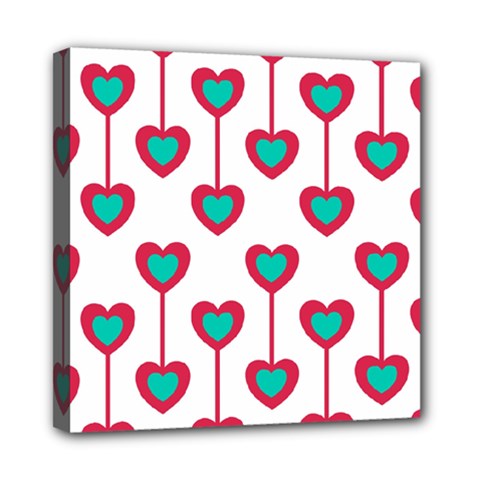 Red Hearts On A White Background Mini Canvas 8  X 8  (stretched) by SychEva