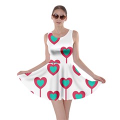 Red Hearts On A White Background Skater Dress by SychEva