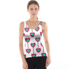 Red Hearts On A White Background Tank Top by SychEva