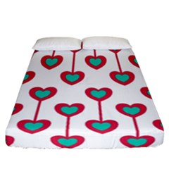 Red Hearts On A White Background Fitted Sheet (california King Size) by SychEva