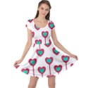 Red Hearts On A White Background Cap Sleeve Dress View1