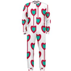 Red Hearts On A White Background Onepiece Jumpsuit (men)  by SychEva