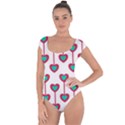 Red Hearts On A White Background Short Sleeve Leotard  View1