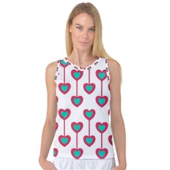 Red Hearts On A White Background Women s Basketball Tank Top by SychEva