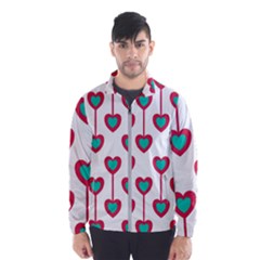 Red Hearts On A White Background Men s Windbreaker by SychEva