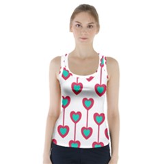 Red Hearts On A White Background Racer Back Sports Top by SychEva