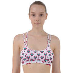 Red Hearts On A White Background Line Them Up Sports Bra by SychEva