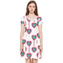 Red Hearts On A White Background Inside Out Cap Sleeve Dress View1