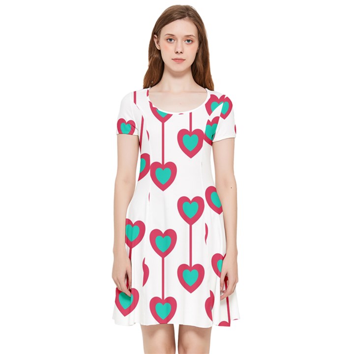 Red Hearts On A White Background Inside Out Cap Sleeve Dress