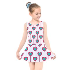 Red Hearts On A White Background Kids  Skater Dress Swimsuit by SychEva