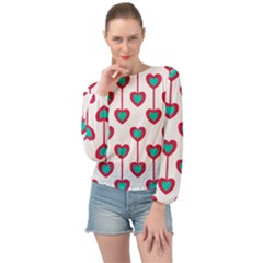 Red Hearts On A White Background Banded Bottom Chiffon Top by SychEva