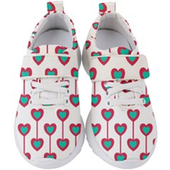 Red Hearts On A White Background Kids  Velcro Strap Shoes by SychEva