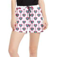 Red Hearts On A White Background Runner Shorts by SychEva