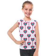 Red Hearts On A White Background Kids  Mesh Tank Top by SychEva