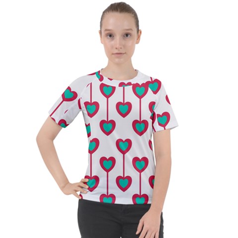 Red Hearts On A White Background Women s Sport Raglan Tee by SychEva