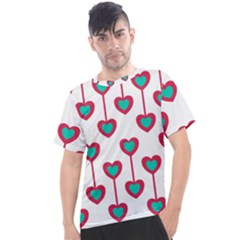 Red Hearts On A White Background Men s Sport Top by SychEva