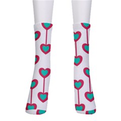 Red Hearts On A White Background Men s Crew Socks by SychEva