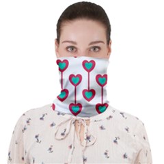 Red Hearts On A White Background Face Covering Bandana (adult) by SychEva