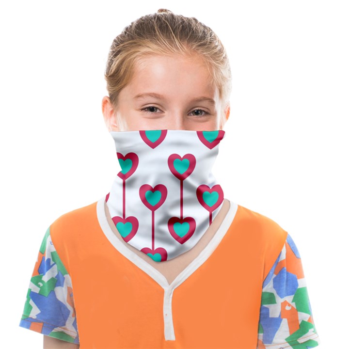 Red Hearts On A White Background Face Covering Bandana (Kids)