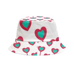 Red Hearts On A White Background Inside Out Bucket Hat by SychEva