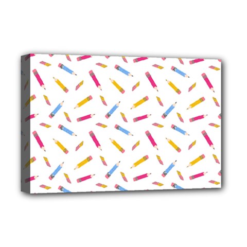 Multicolored Pencils And Erasers Deluxe Canvas 18  X 12  (stretched) by SychEva