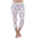 Multicolored Pencils And Erasers Capri Winter Leggings  View1