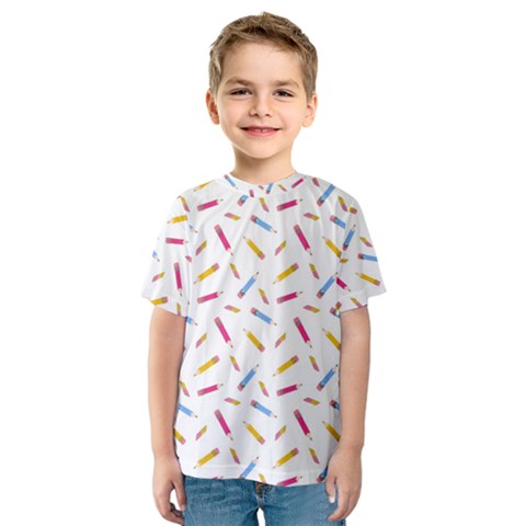 Multicolored Pencils And Erasers Kids  Sport Mesh Tee by SychEva