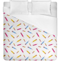 Multicolored Pencils And Erasers Duvet Cover (king Size) by SychEva