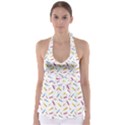 Multicolored Pencils And Erasers Babydoll Tankini Top View1