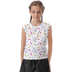 Multicolored Pencils And Erasers Kids  Raglan Cap Sleeve Tee by SychEva