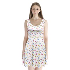 Multicolored Pencils And Erasers Split Back Mini Dress  by SychEva