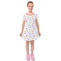 Multicolored Pencils And Erasers Kids  Short Sleeve Velvet Dress View1