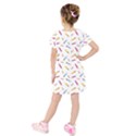 Multicolored Pencils And Erasers Kids  Short Sleeve Velvet Dress View2